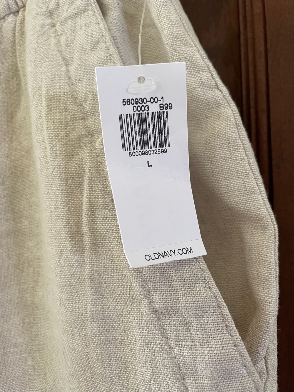 Old Navy Women's Drawstring Linen-Blend Pants - Light Beige - Picture 2 of 3
